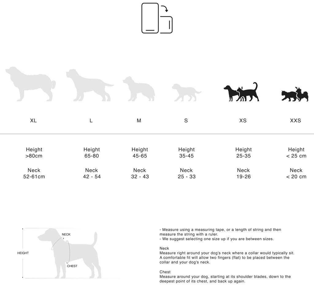 FUR SE Pet size chart for Noah